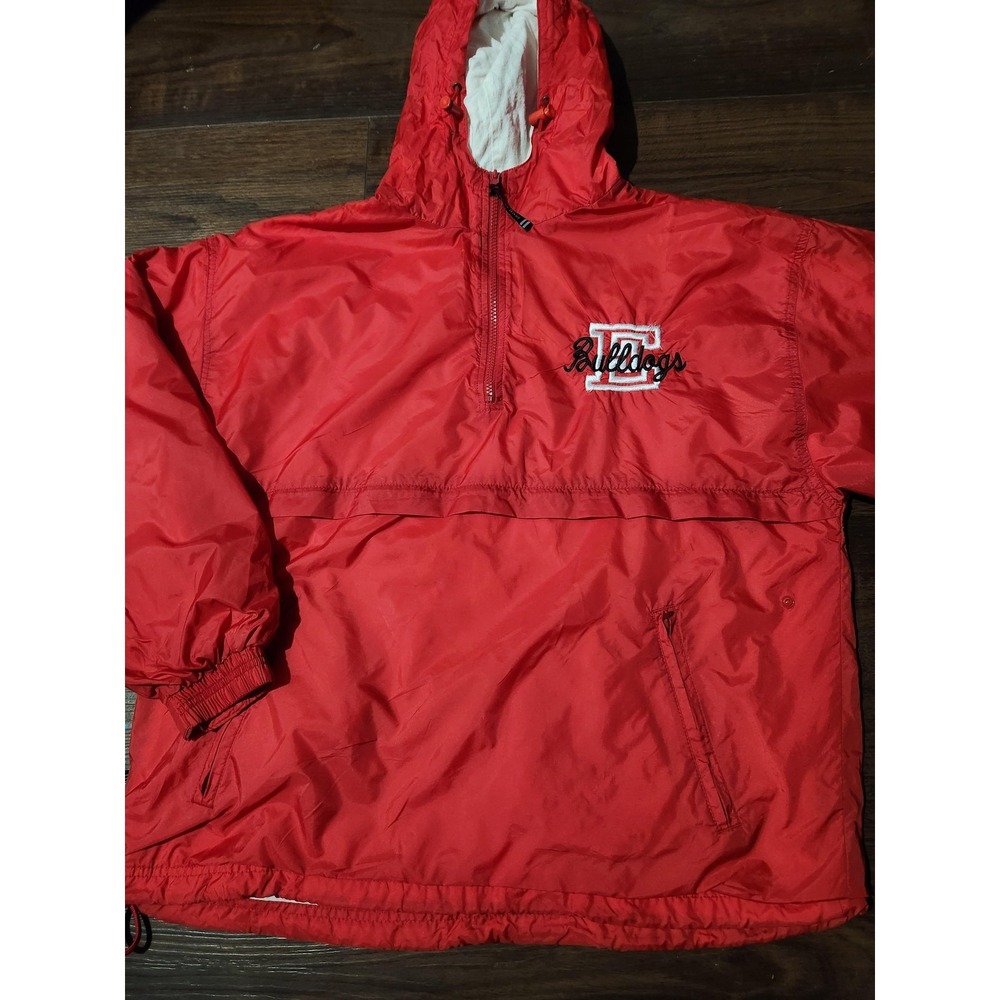 Bulldogs Jacket Mens Medium Red‎ Hooded Pullover Charles River Apparel Nylon